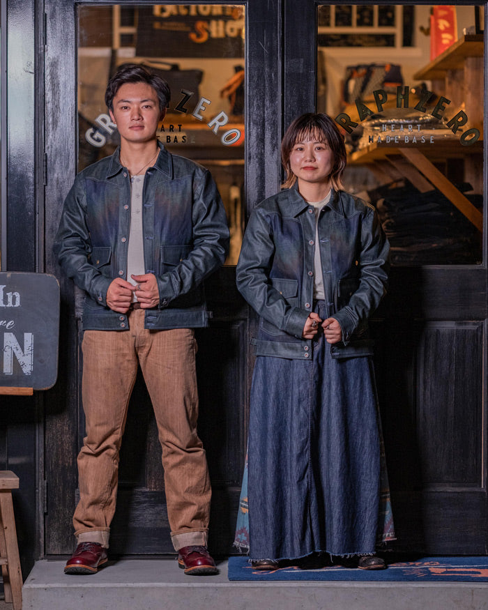 graphzero Western Jacket Coated Denim Navajo Pattern Men's Women's Unisex [Z-WTJK-0309] 