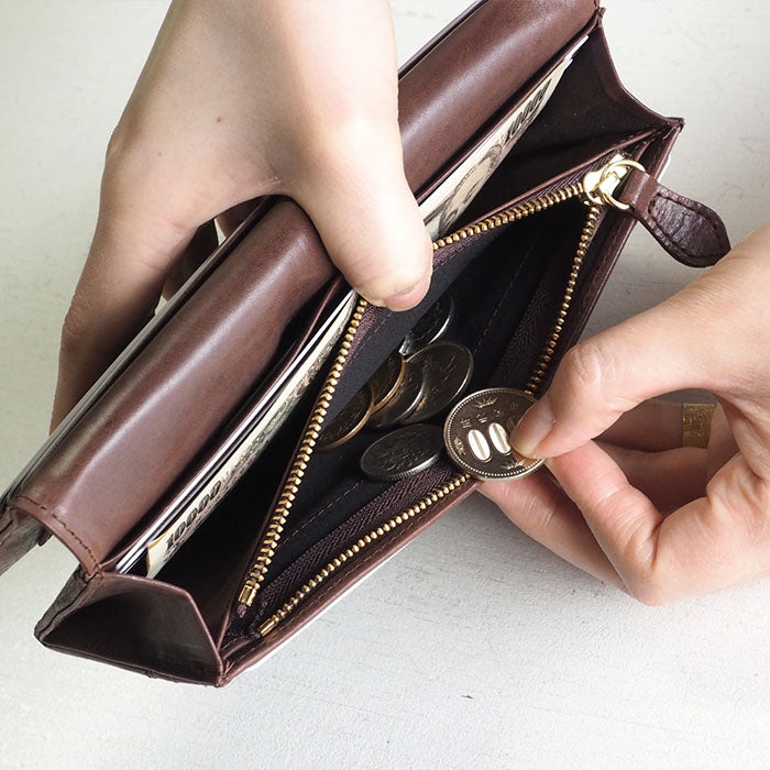 glart Stained Glass Antique Door Long Wallet, Brown, Women's [H0202-BR], Real Glass, Genuine Leather, Leather Wallet, Leather Accessories, Brand Name, Long Wallet, Leather, Cowhide Leather, Cover, Made in Japan 