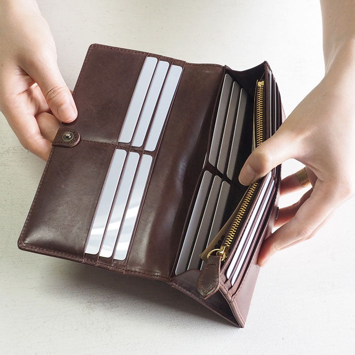 glart Stained Glass Antique Door Long Wallet, Brown, Women's [H0202-BR], Real Glass, Genuine Leather, Leather Wallet, Leather Accessories, Brand Name, Long Wallet, Leather, Cowhide Leather, Cover, Made in Japan 