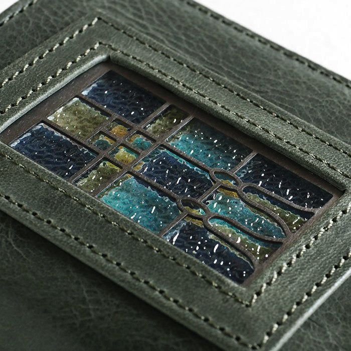 havito by waji long wallet "glart" stained glass antique door green ladies [H0202-GR] 
