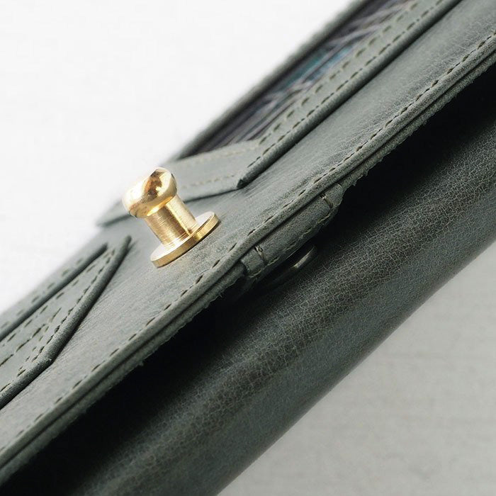 glart (グラート) ステンドグラスのアンティークドア ロングウォレット グリーン レディース [H0202-GR] リアルガラス 本革 革財布 革小物 ブランド 長財布 レザー 牛革 かぶせ 日本製