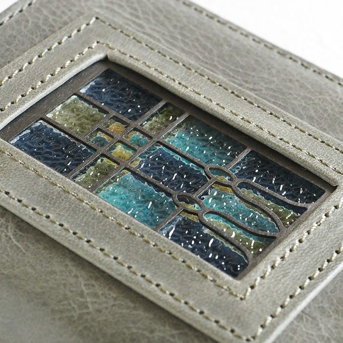 glart Stained Glass Antique Door Long Wallet, Khaki, Women's [H0202-KH], Real Glass, Genuine Leather, Leather Wallet, Leather Accessories, Brand Name, Long Wallet, Leather, Cowhide Leather, Cover, Made in Japan