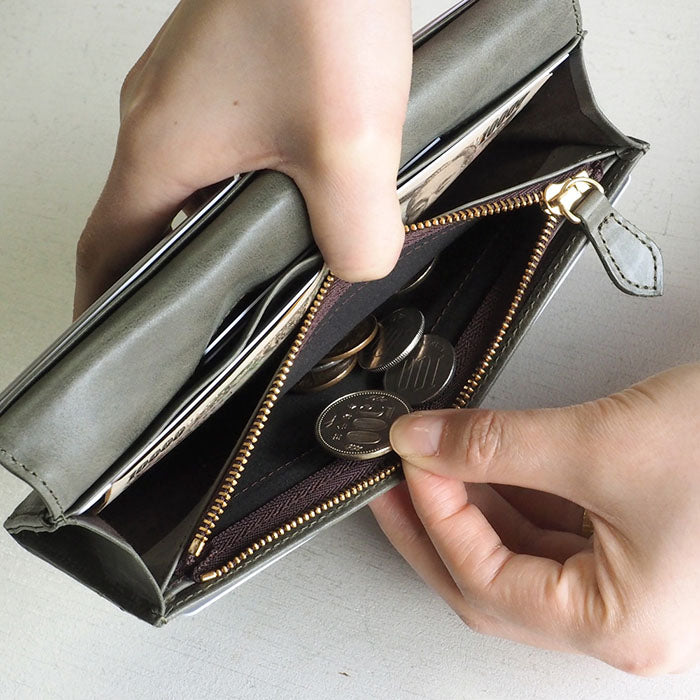 glart Stained Glass Antique Door Long Wallet, Khaki, Women's [H0202-KH], Real Glass, Genuine Leather, Leather Wallet, Leather Accessories, Brand Name, Long Wallet, Leather, Cowhide Leather, Cover, Made in Japan