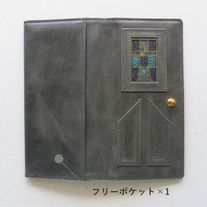 glart Stained Glass Antique Door Long Wallet, Khaki, Women's [H0202-KH], Real Glass, Genuine Leather, Leather Wallet, Leather Accessories, Brand Name, Long Wallet, Leather, Cowhide Leather, Cover, Made in Japan