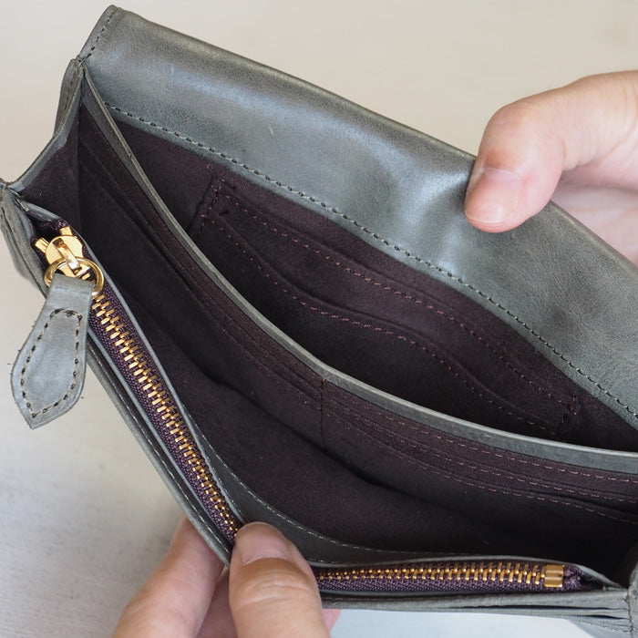 glart Stained Glass Antique Door Long Wallet, Khaki, Women's [H0202-KH], Real Glass, Genuine Leather, Leather Wallet, Leather Accessories, Brand Name, Long Wallet, Leather, Cowhide Leather, Cover, Made in Japan