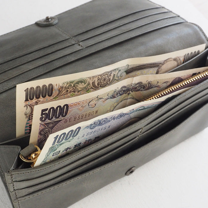 glart Stained Glass Antique Door Long Wallet, Khaki, Women's [H0202-KH], Real Glass, Genuine Leather, Leather Wallet, Leather Accessories, Brand Name, Long Wallet, Leather, Cowhide Leather, Cover, Made in Japan