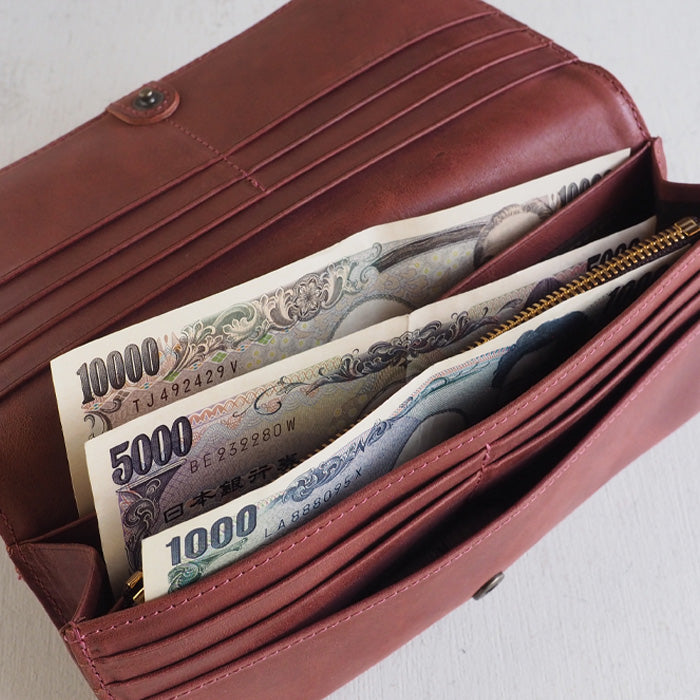 glart (グラート) ステンドグラスのアンティークドア ロングウォレット レッド レディース [H0202-RE] リアルガラス 本革 革財布 革小物 ブランド 長財布 レザー 牛革 かぶせ 日本製