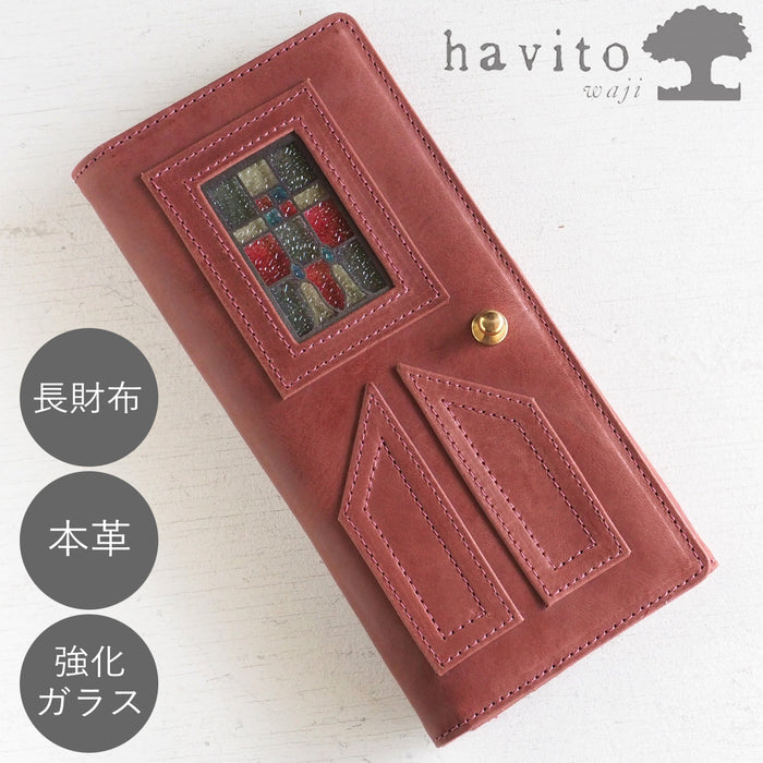 havito by waji(ハビト バイ ワジ) 長財布 "glart" ステンドグラスのアンティークドア レッド レディース [H0202-RE]