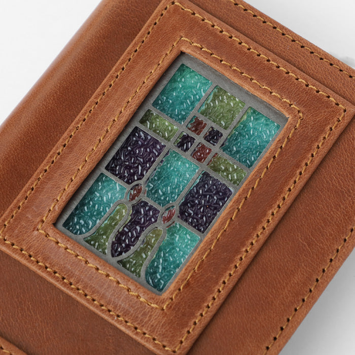 havito by waji Notebook Type Multi Smartphone Case L "glart" Stained Glass Antique Door Amber Ladies [H0209-AMB] 