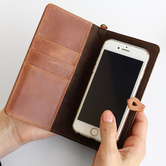 glart Multi-Facelift Smartphone Case, Large, Stained Glass Antique Door, Amber, Women's [H0209-AMB]