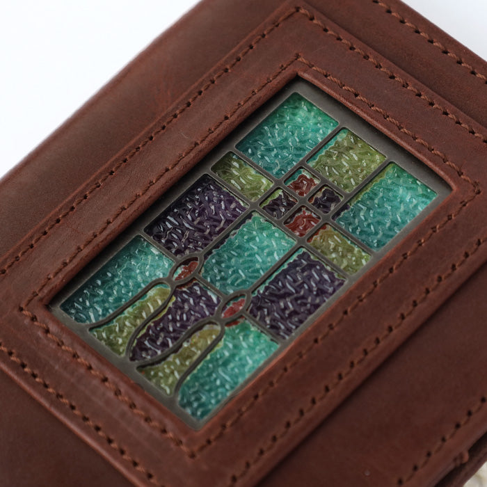 glart Multi-Facelift Smartphone Case, Large, Stained Glass, Antique Door Design, Brown, Women's [H0209-BR]