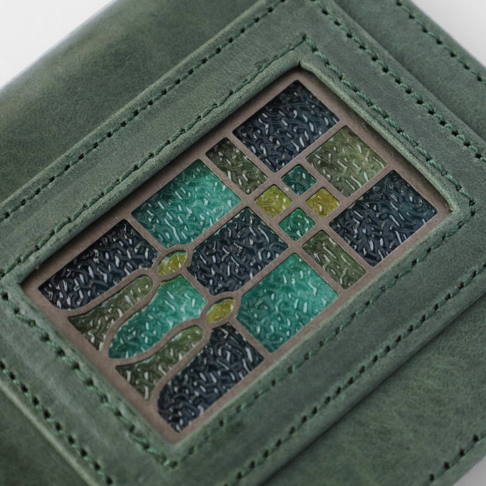 glart Multi-Facelift Smartphone Case, Large, Stained Glass, Antique Door Design, Green, Women's [H0209-GRN]