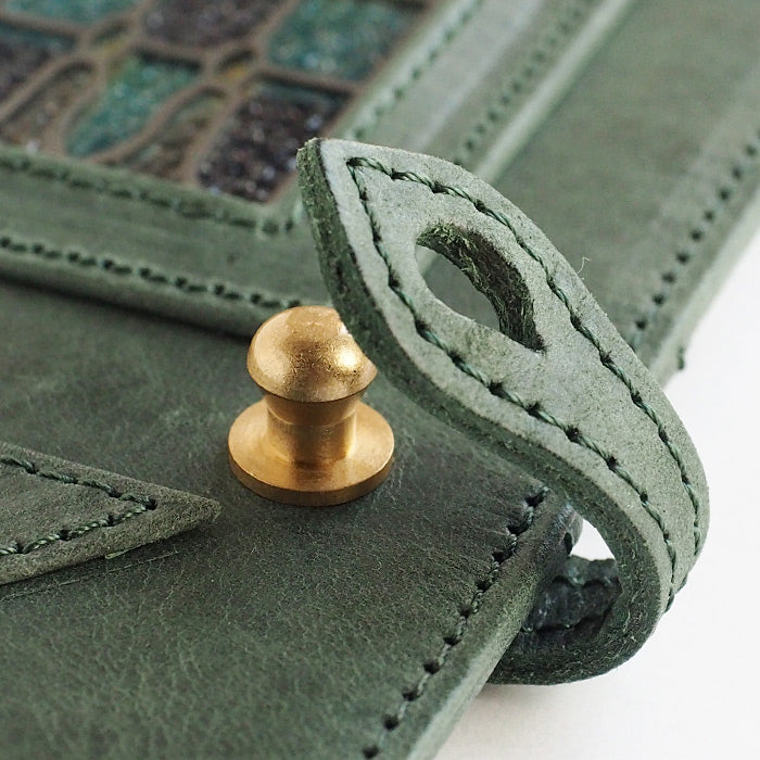 glart Multi-Facelift Smartphone Case, Large, Stained Glass, Antique Door Design, Green, Women's [H0209-GRN]