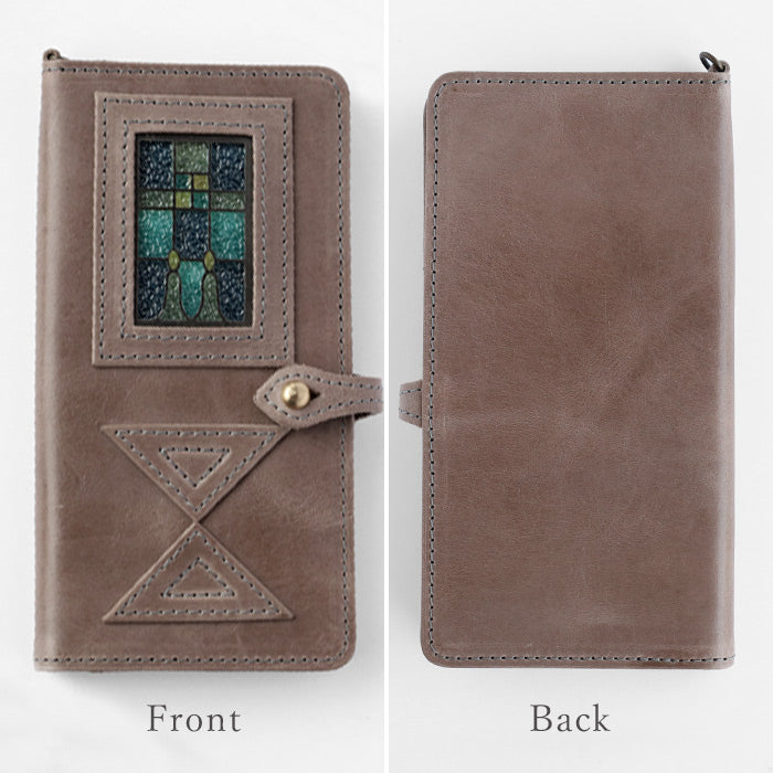 glart Multi-Facelift Smartphone Case, Large, Stained Glass, Antique Door Design, Light Gray, Women's [H0209-LGY]