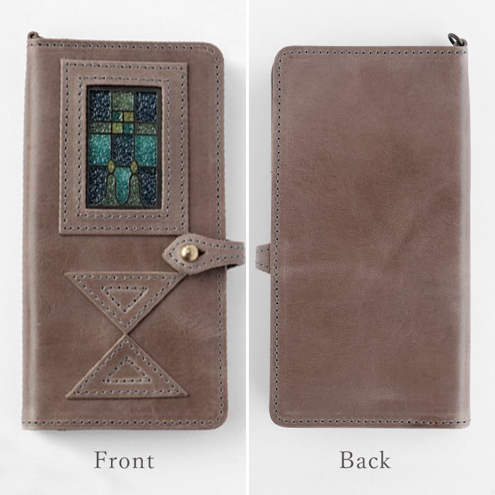 havito by waji notebook type multi smartphone case L "glart" stained glass antique door light gray ladies [H0209-LGY] 
