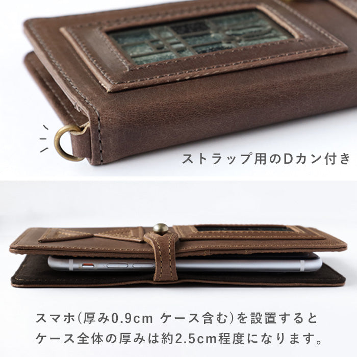 havito by waji Notebook Type Multi Smartphone Case L "glart" Stained Glass Antique Door Monochrome Ladies [H0209-MO] 