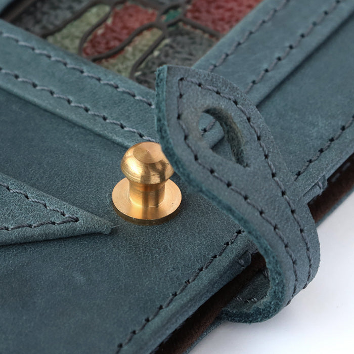 glart Multi-Facelift Smartphone Case, Large, Stained Glass, Antique Door Design, Navy, Women's [H0209-NV]