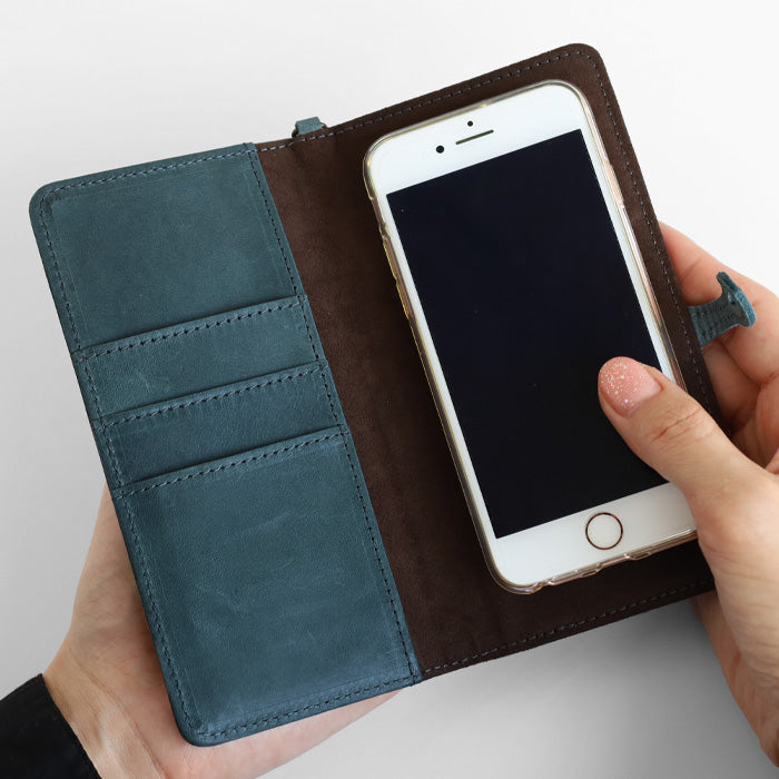 glart Multi-Facelift Smartphone Case, Large, Stained Glass, Antique Door Design, Navy, Women's [H0209-NV]