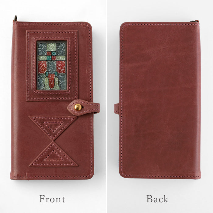 glart Multi-Facelift Smartphone Case, Large, Stained Glass, Antique Door Design, Red, Women's [H0209-RED]