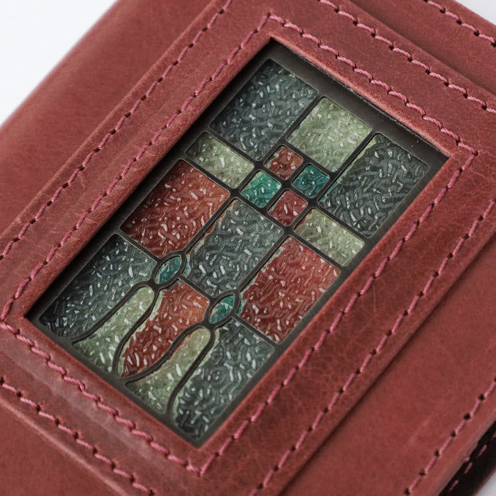 glart Multi-Facelift Smartphone Case, Large, Stained Glass, Antique Door Design, Red, Women's [H0209-RED]