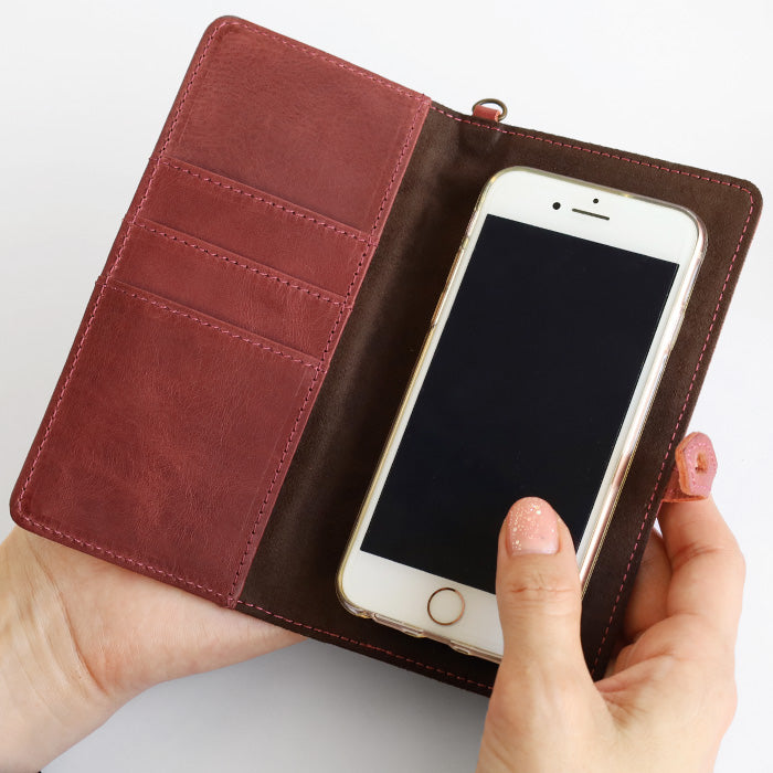 glart Multi-Facelift Smartphone Case, Large, Stained Glass, Antique Door Design, Red, Women's [H0209-RED]