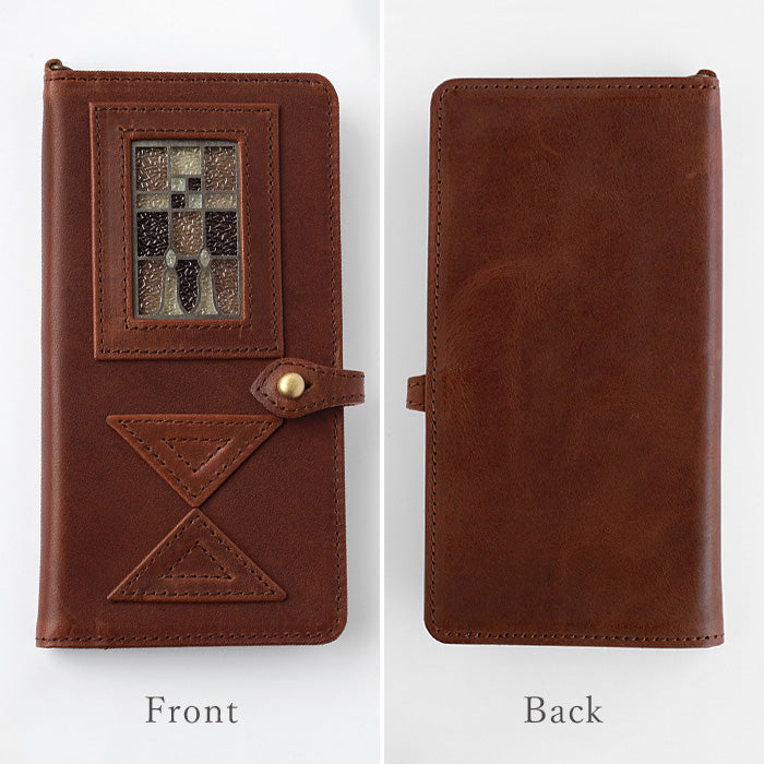 glart Multi-Facelift Smartphone Case, Large, Stained Glass Antique Door, Sepia, Women's [H0209-SEP]