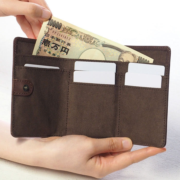 havito by waji tri-fold wallet "glart" stained glass antique door brown ladies [H0212-BR] 