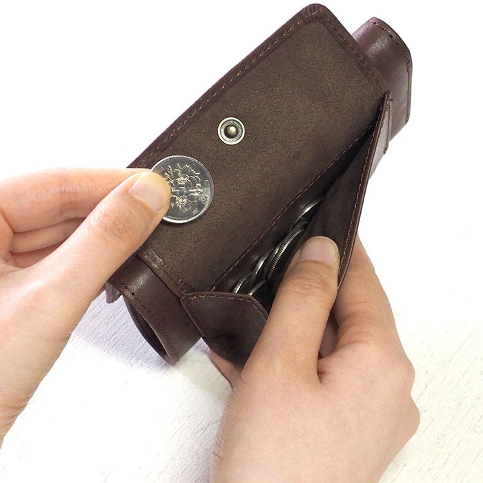 havito by waji tri-fold wallet "glart" stained glass antique door brown ladies [H0212-BR] 