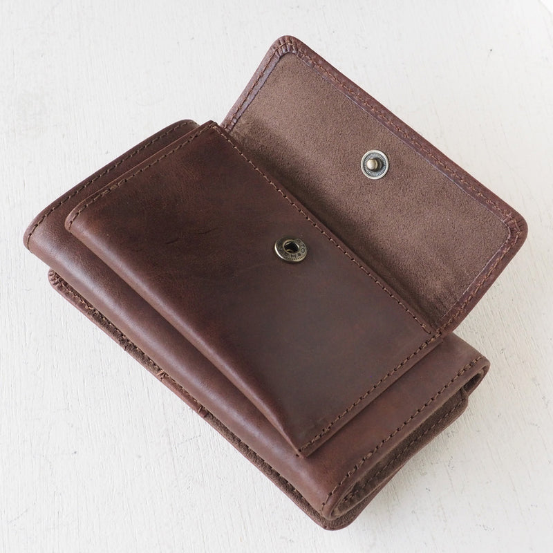 havito by waji tri-fold wallet "glart" stained glass antique door brown ladies [H0212-BR] 