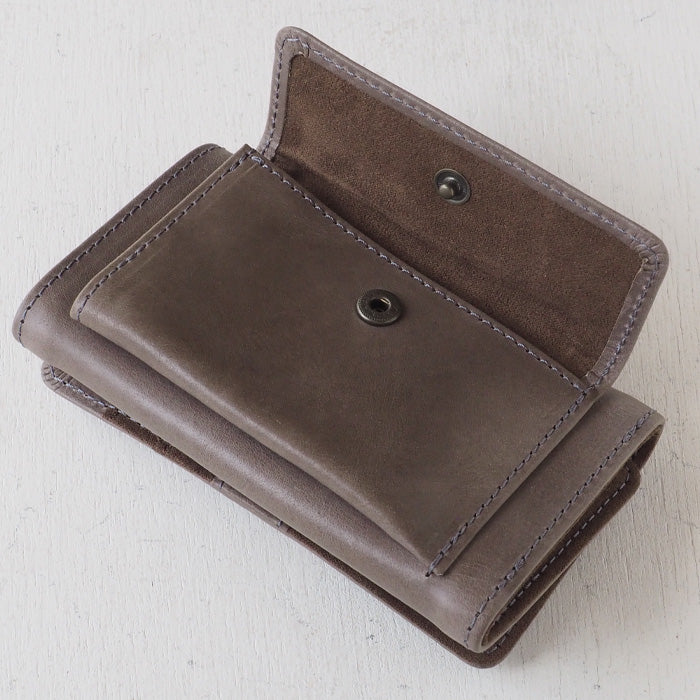 glart Stained Glass Antique Door Trifold Wallet, Light Gray, Women's [H0212-LGY], Real Glass, Genuine Leather, Leather Wallet, Leather Accessories, Brand Name Trifold Wallet, Compact Mini Wallet, Leather 