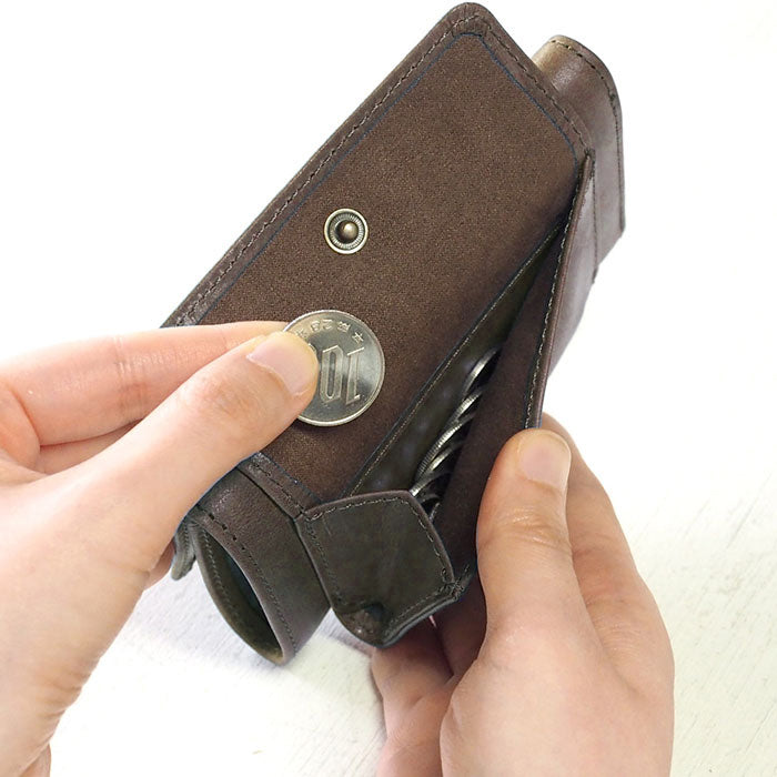 glart Stained Glass Antique Door Trifold Wallet, Light Gray, Women's [H0212-LGY], Real Glass, Genuine Leather, Leather Wallet, Leather Accessories, Brand Name Trifold Wallet, Compact Mini Wallet, Leather 