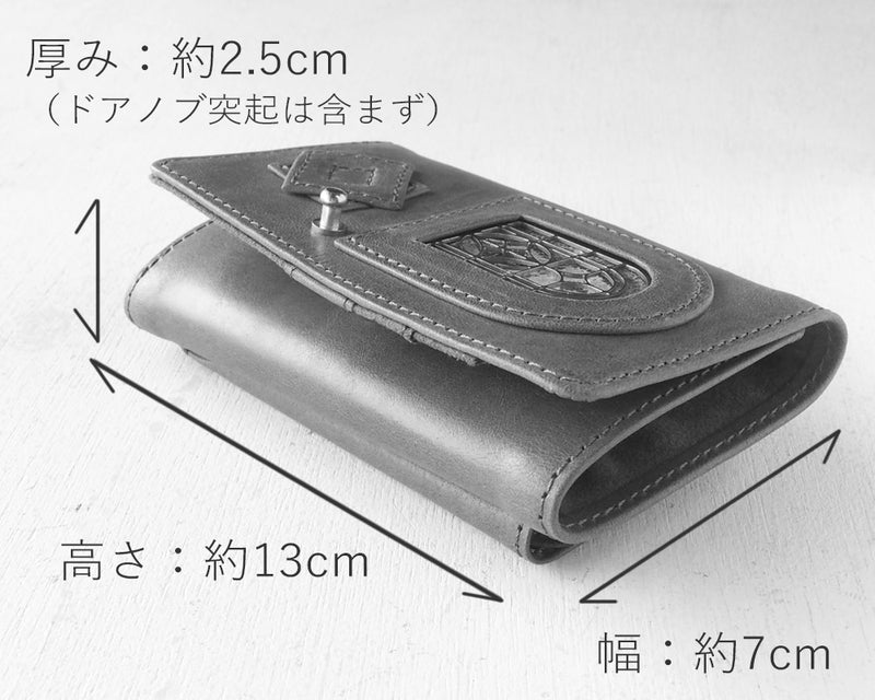 glart (グラート) ステンドグラスのアンティークドア 三つ折りウォレット カーキ レディース [H0212-KH] リアルガラス 本革 革財布 革小物 ブランド 三つ折り財布 コンパクト ミニ さいふ レザー