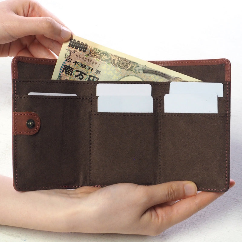 glart Stained Glass Antique Door Trifold Wallet, Red, Women's [H0212-RE], Real Glass, Genuine Leather, Leather Wallet, Leather Accessories, Brand Name Trifold Wallet, Compact Mini Wallet, Leather