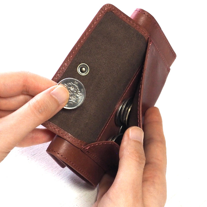 glart Stained Glass Antique Door Trifold Wallet, Red, Women's [H0212-RE], Real Glass, Genuine Leather, Leather Wallet, Leather Accessories, Brand Name Trifold Wallet, Compact Mini Wallet, Leather