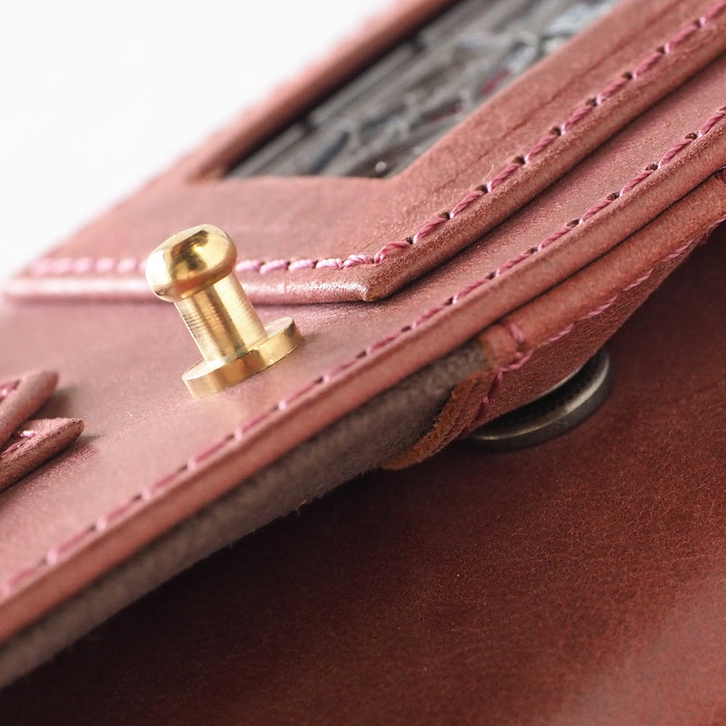 glart Stained Glass Antique Door Trifold Wallet, Red, Women's [H0212-RE], Real Glass, Genuine Leather, Leather Wallet, Leather Accessories, Brand Name Trifold Wallet, Compact Mini Wallet, Leather