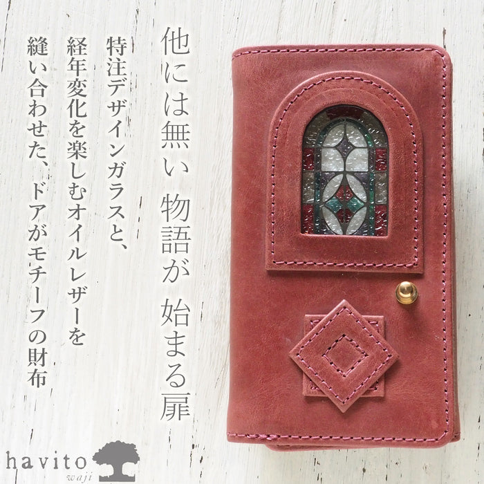 havito by waji 三折錢包“glart”彩色玻璃古董門紅色女士 [H0212-RE] 