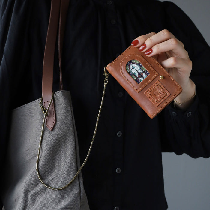 glart (グラート) パスケース ステンドグラス アンティークドア アンバー レディース [H0213-AMB]