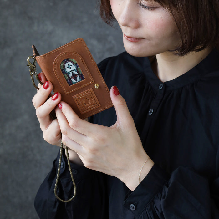 glart (グラート) パスケース ステンドグラス アンティークドア アンバー レディース [H0213-AMB]