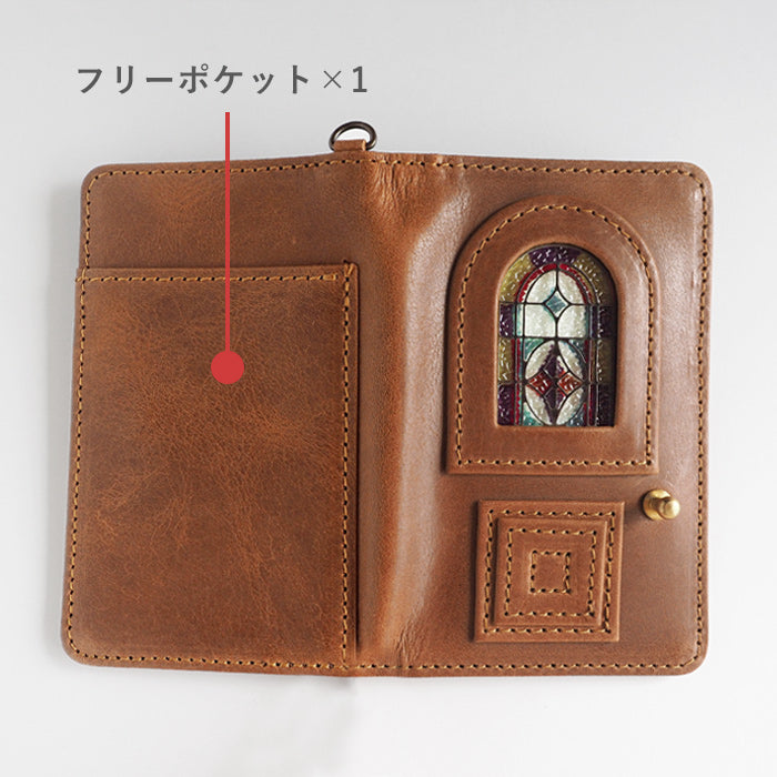 glart (グラート) パスケース ステンドグラス アンティークドア アンバー レディース [H0213-AMB]