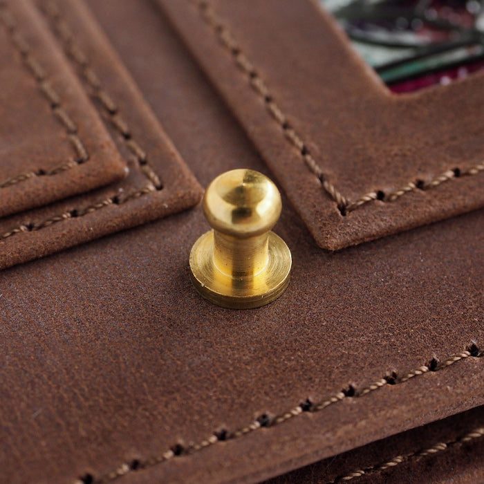 glart Stained Glass Antique Door Pass Case, Brown, Women's [H0213-BR]