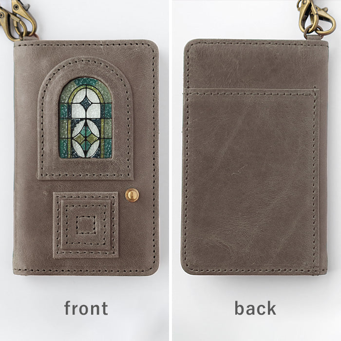 glart (グラート) パスケース ステンドグラス アンティークドア ライトグレー レディース [H0213-LGY]