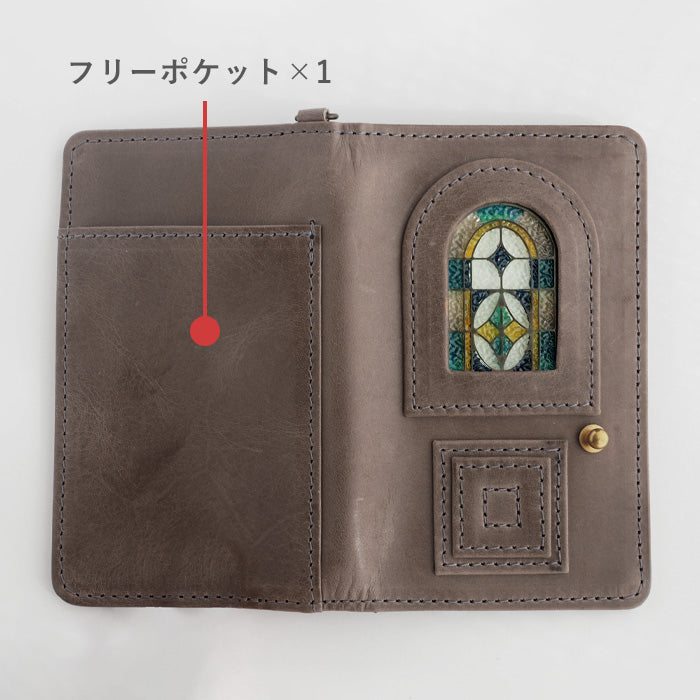 glart (グラート) パスケース ステンドグラス アンティークドア ライトグレー レディース [H0213-LGY]