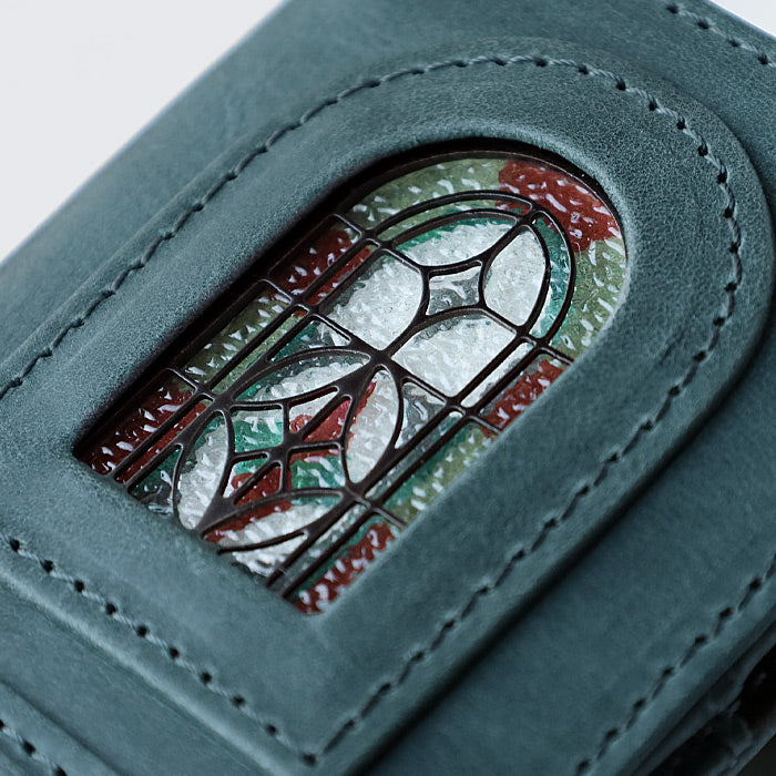 glart Pass Case, Stained Glass Antique Door, Navy Blue, Women's [H0213-NB]