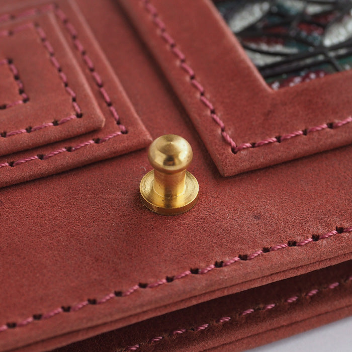 glart Stained Glass Antique Door Pass Case, Red, Women's [H0213-RED]