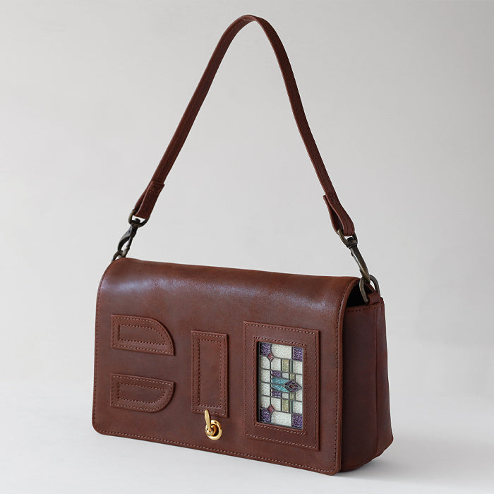 glart 2-way Shoulder Bag with Stained Glass and Antique Door Design, Brown, Women's [H0214-BR]