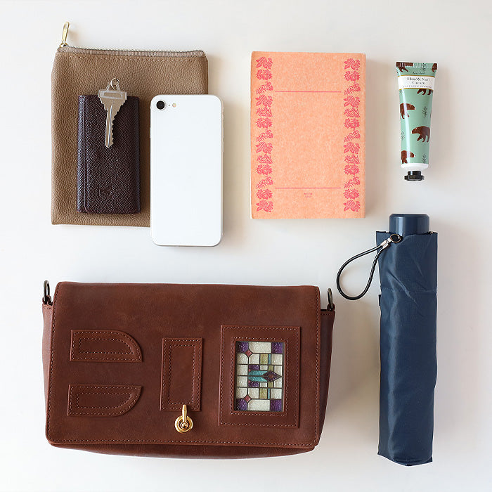 glart 2-way Shoulder Bag with Stained Glass and Antique Door Design, Brown, Women's [H0214-BR]