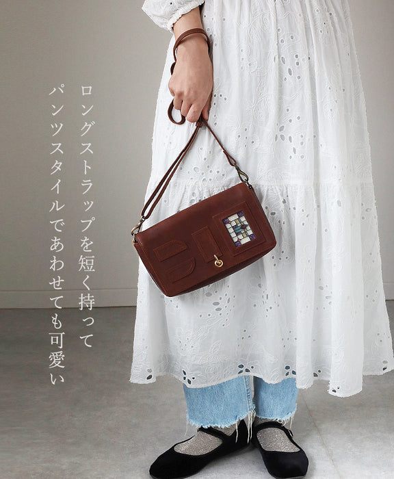 havito by waji 2way shoulder bag "glart" stained glass antique door brown ladies [H0214-BR] 