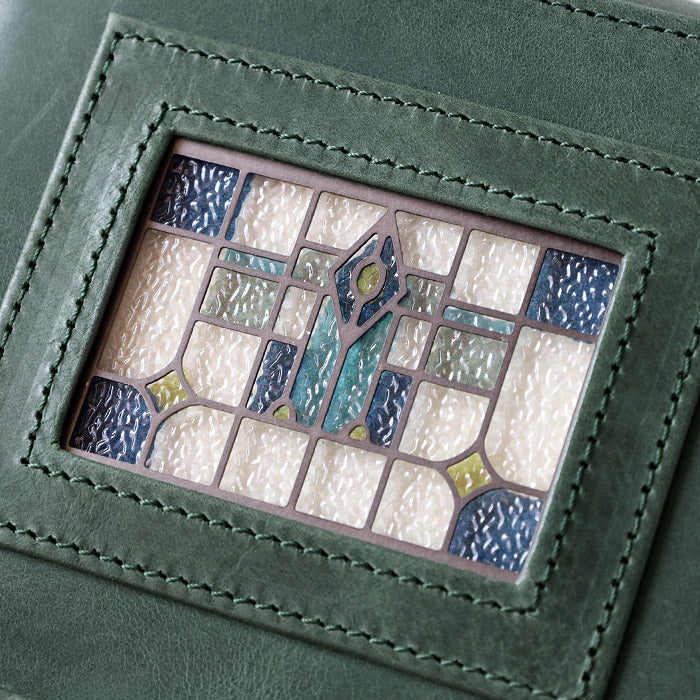 glart 2-way Shoulder Bag with Stained Glass and Antique Door Design, Green, Women's [H0214-GRN]