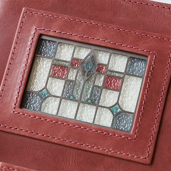 glart 2-way Shoulder Bag with Stained Glass and Antique Door Design, Red, Women's [H0214-RED]