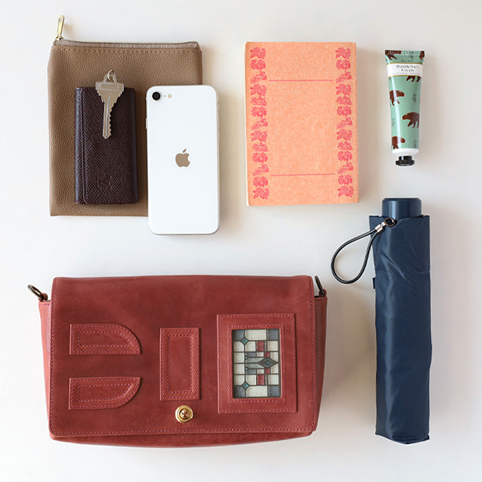 glart 2-way Shoulder Bag with Stained Glass and Antique Door Design, Red, Women's [H0214-RED]